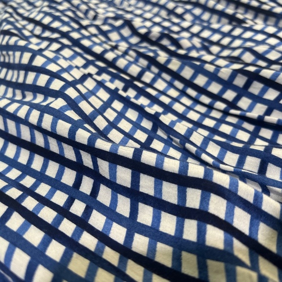 EUC. Postmark 9-H15 {Anthro} Blue + White Checked V-Neck Wrap Blouse Top | Small - Picture 8 of 13